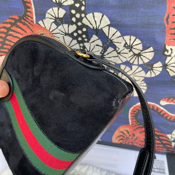 Gucci Ophidia Small black suede crossbody NEW - Picture 5 of 14